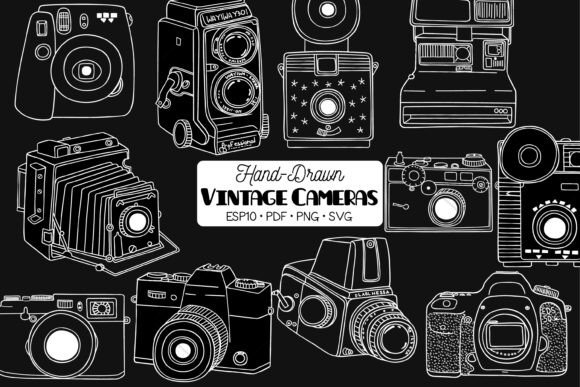 Hand Drawn Vintage Cameras Video White Review