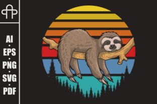 Lazy Sloth Retro Sunset Illustration Review