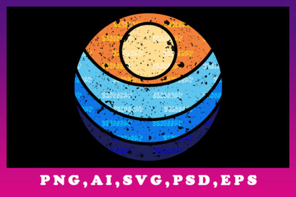 Retro Circle Sunset Stripe Vector Art Review
