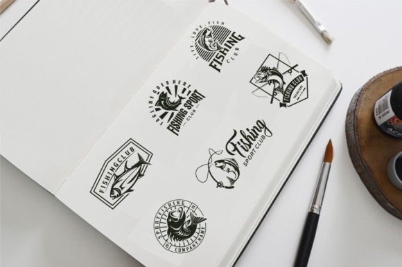 Set of Vintage Fishing Logo Emblem Label Review
